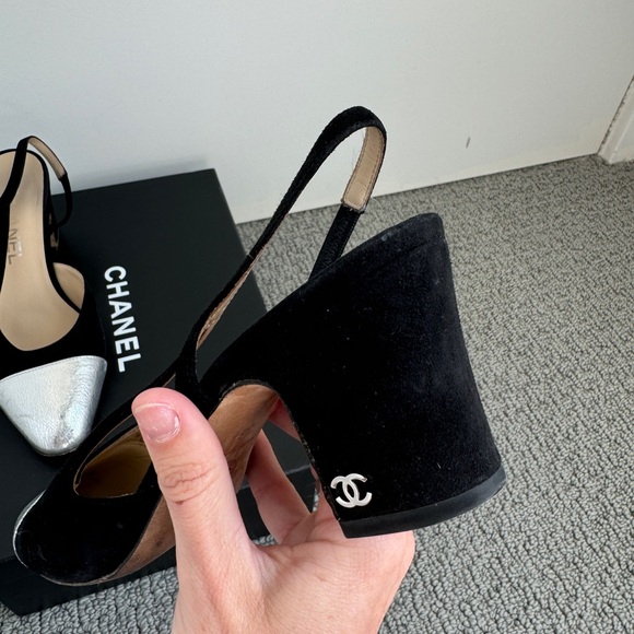 Chanel Toe Cap Slingback Heels - Picture 4 of 9